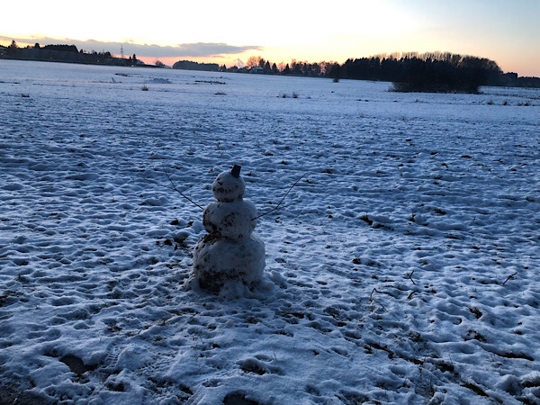Schneemann auf dem Feld